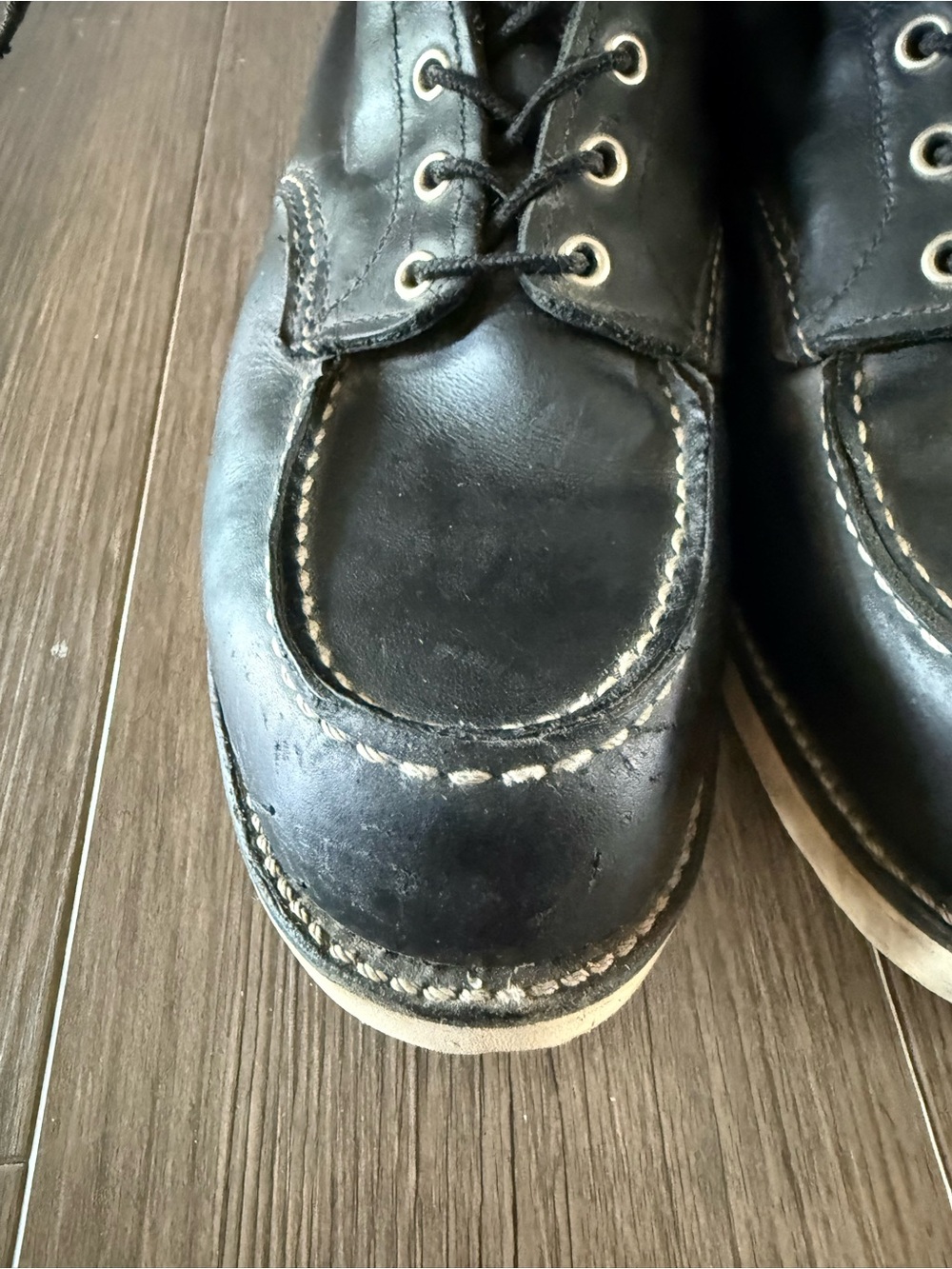 Red Wing 9075 Moc Toe Black Leather Made In USA Boots Size 11 - Picture 3 of 9
